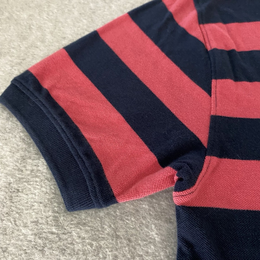 Y2K British Rugby Polo Mens Medium Pink Blue Striped Warwick Britain England Max - Picture 10 of 12